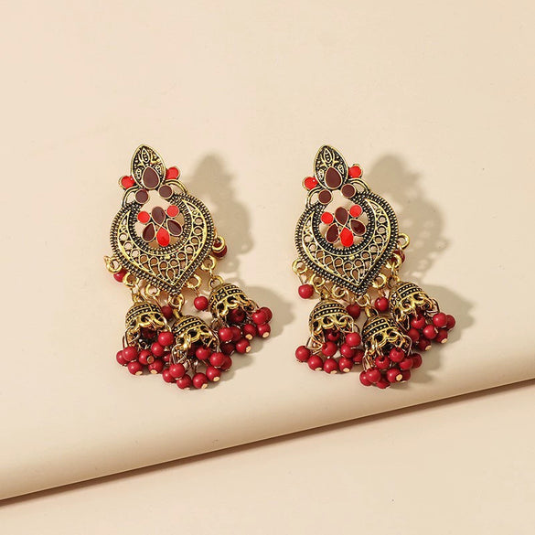 Fashion Alloy Star Tassel Earrings With Diamond Accent Bohemian Dangle Earrings For Women