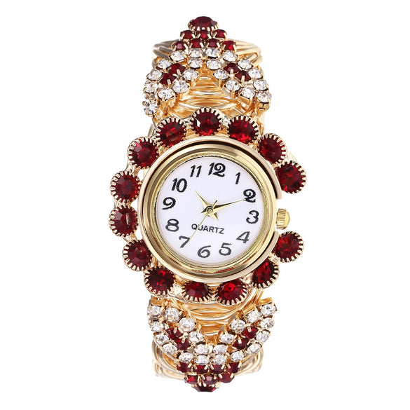Fashion Alloy Women's Round Dial Pointer Watch With Diamond Claw Chain