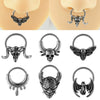 Fashion Ancient Silver Butterfly Nose Ring Stainless Steel Geometric Style With Polishing Also Ghost Head Cow Head Earrings And Bat Puncture Buckle Nose Ring