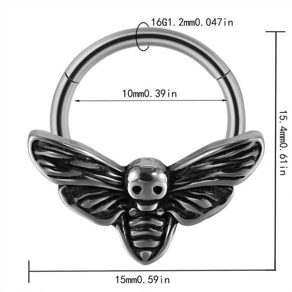 Fashion Ancient Silver Butterfly Nose Ring Stainless Steel Geometric Style With Polishing Also Ghost Head Cow Head Earrings And Bat Puncture Buckle Nose Ring