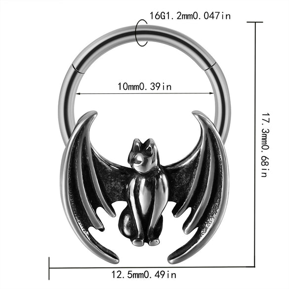 Fashion Ancient Silver Butterfly Nose Ring Stainless Steel Geometric Style With Polishing Also Ghost Head Cow Head Earrings And Bat Puncture Buckle Nose Ring