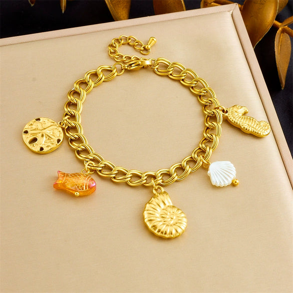 Fashion Animal Zodiac Stainless Steel Marine Life Accessories Pendant Bracelet With Electroplating