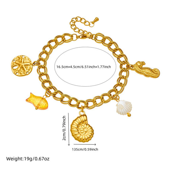 Fashion Animal Zodiac Stainless Steel Marine Life Accessories Pendant Bracelet With Electroplating