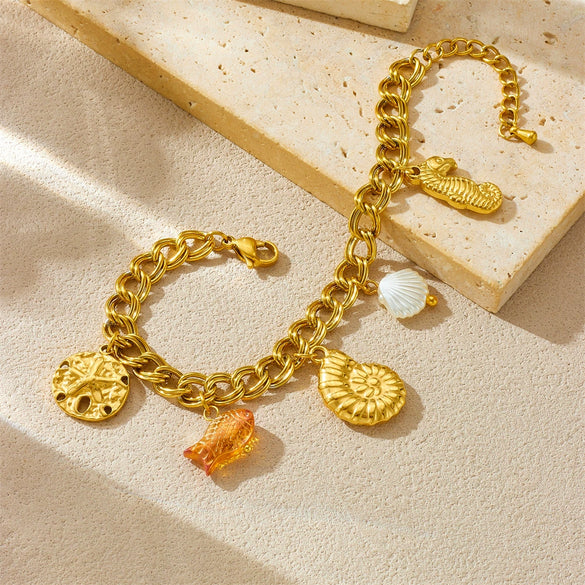 Fashion Animal Zodiac Stainless Steel Marine Life Accessories Pendant Bracelet With Electroplating