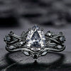 Fashion Antiring Gun Black Inlaid Sea Blue Diamond Alloy Geometric Engagement Ring For Women With Electroplating And Ins Style