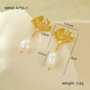 Fashion Apricot Leaf Freshwater Pearl Earrings And Necklace Set For Women Stainless Steel 18K Gold Plated