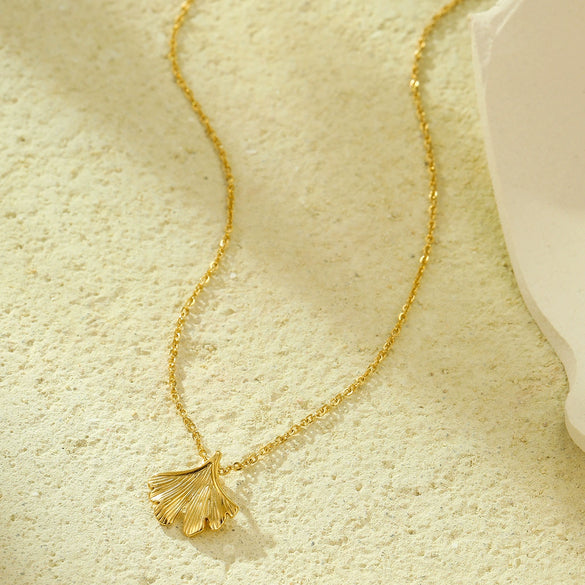 Fashion Apricot Leaf Freshwater Pearl Earrings And Necklace Set For Women Stainless Steel 18K Gold Plated
