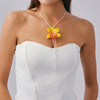 Fashion Artificial Flower Necklace Choker Handmade With Skin Wax Thread And Fabric Flowers