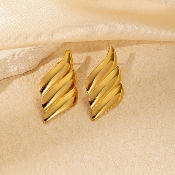 Fashion Asymmetrical Titanium Steel Earrings With Electroplating For Women