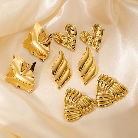 Fashion Asymmetrical Titanium Steel Earrings With Electroplating For Women