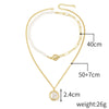 Fashion Baroque Imitation Pearl Alloy Pendant Collarbone Necklace For Women With Geometric Design