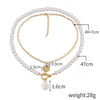 Fashion Baroque Imitation Pearl Alloy Pendant Collarbone Necklace For Women With Geometric Design
