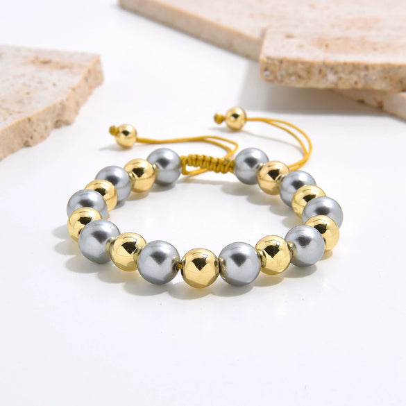 Fashion Beaded Women's Handmade Geometric Gold Plated Bracelet