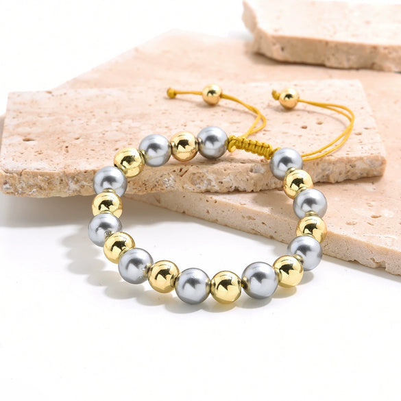 Fashion Beaded Women's Handmade Geometric Gold Plated Bracelet