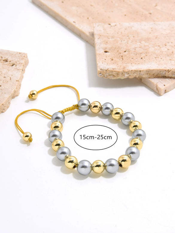 Fashion Beaded Women's Handmade Geometric Gold Plated Bracelet