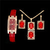 Fashion Belt Watch Square Jewelry Alloy Imitation Leather Stainless Steel