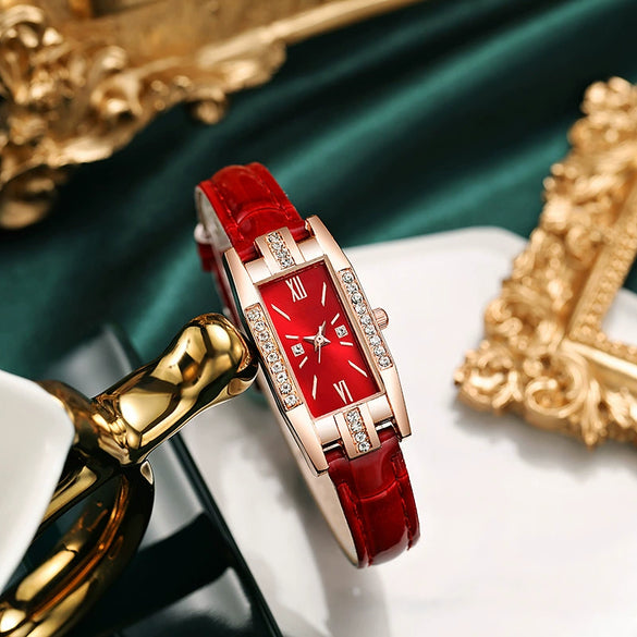 Fashion Belt Watch Square Jewelry Alloy Imitation Leather Stainless Steel