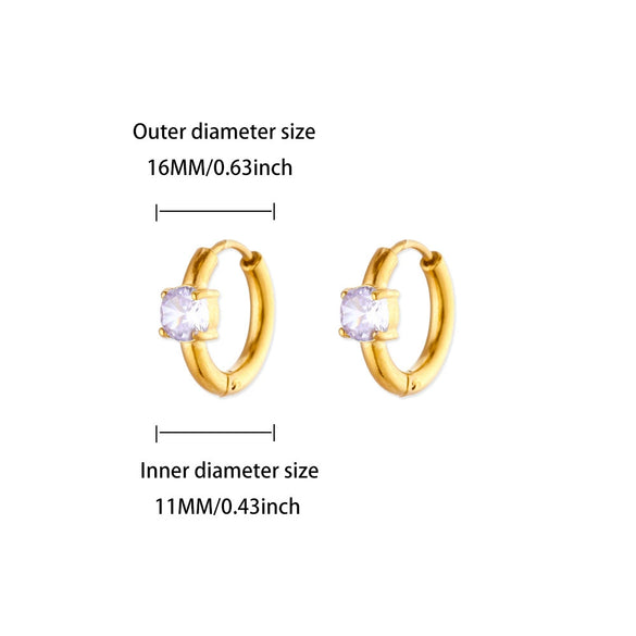 Fashion Birthstone Earrings Women's Stainless Steel Alloy Inlaid Artificial Gemstones Semiprecious Stones Micropaved