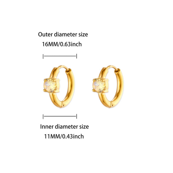 Fashion Birthstone Earrings Women's Stainless Steel Alloy Inlaid Artificial Gemstones Semiprecious Stones Micropaved