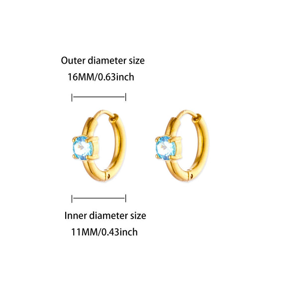 Fashion Birthstone Earrings Women's Stainless Steel Alloy Inlaid Artificial Gemstones Semiprecious Stones Micropaved