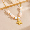 Fashion Bohemian Irregular Shell Stainless Steel Starfish Star Pendant Necklace With Electroplating
