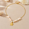 Fashion Bohemian Irregular Shell Stainless Steel Starfish Star Pendant Necklace With Electroplating