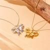 Fashion Bow Clavicle Chain Necklace Stainless Steel Gold Plated Snake Bone Chain