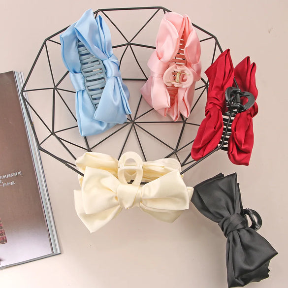Fashion Bow Knot Plastic Cloth Handmade Hair Claws 1 Piece
