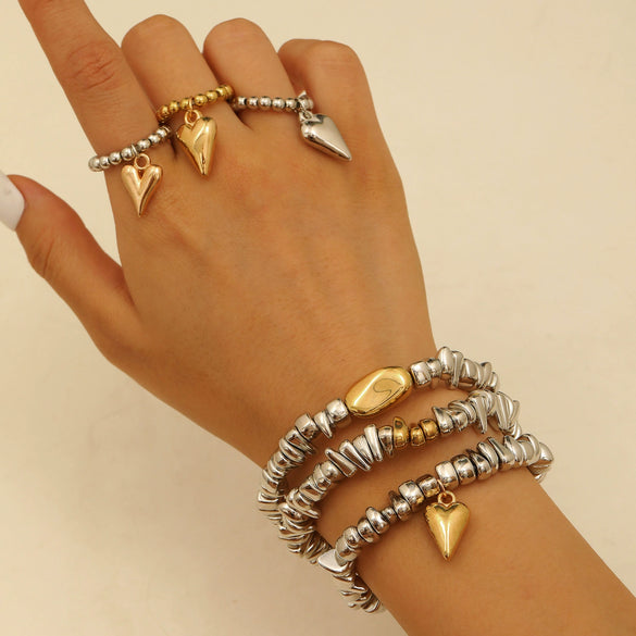 Fashion Bracelet Ccb Heart Shape Electroplating Jewelry For Men And Women