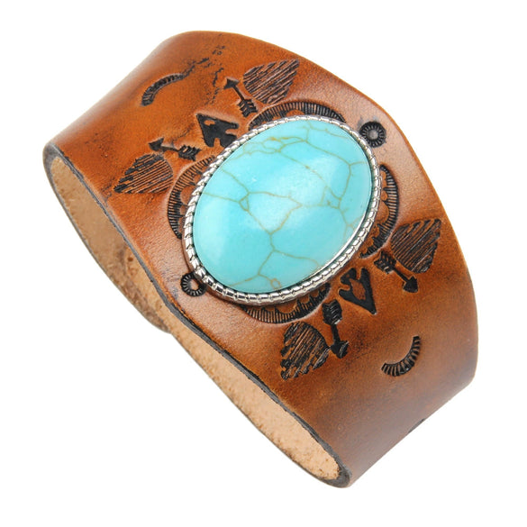 Fashion Bracelet Cowhide Drop Shape Set With Precious Stones
