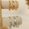 Fashion Bracelet 316L Stainless Steel Cshaped Leaf White Bead Design Electroplated