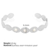 Fashion Bracelet 316L Stainless Steel Cshaped Leaf White Bead Design Electroplated