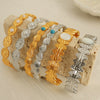 Fashion Bracelet 316L Stainless Steel Cshaped Leaf White Bead Design Electroplated