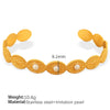 Fashion Bracelet 316L Stainless Steel Cshaped Leaf White Bead Design Electroplated