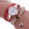 Fashion Bracelet Watch Alloy Case Imitation Leather Strap Stainless Steel Clasp Round Dial