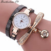 Fashion Bracelet Watch Alloy Case Imitation Leather Strap Stainless Steel Clasp Round Dial
