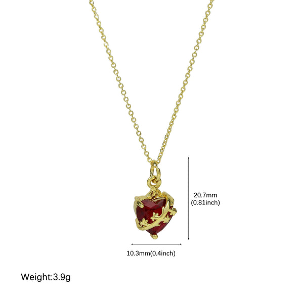 Fashion Brass Heartshaped Pendant Clavicle Chain Jewelry With Electroplating For Women