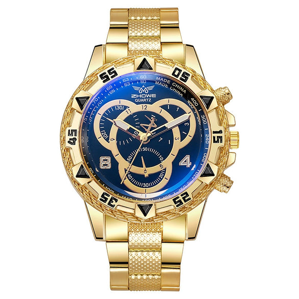 Fashion Business Style Men's Quartz Watch Stainless Steel Band Alloy Case Round Dial