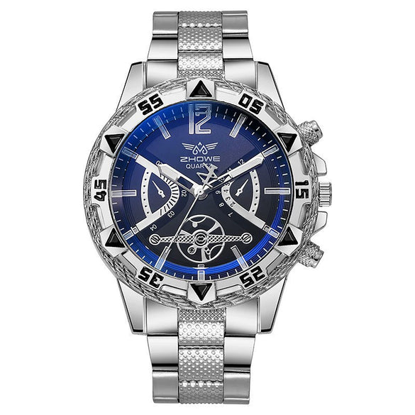 Fashion Business Style Men's Quartz Watch With Alloy Case Stainless Steel Band And Round Dial