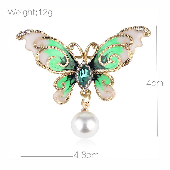 Fashion Butterfly Alloy Enamel Artificial Pearls Rhinestones Unisex Brooches