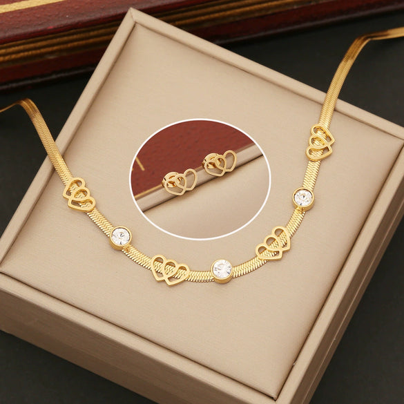 Fashion Butterfly And Elephant Jewelry Stainless Steel Clavicle Chain With Electroplating For Women