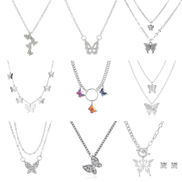Fashion Butterfly Copper Inlay Zircon Necklace 1 Piece
