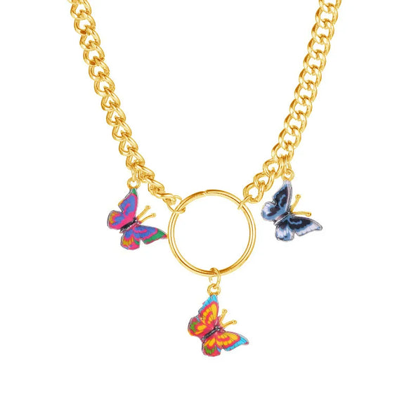 Fashion Butterfly Copper Inlay Zircon Necklace 1 Piece