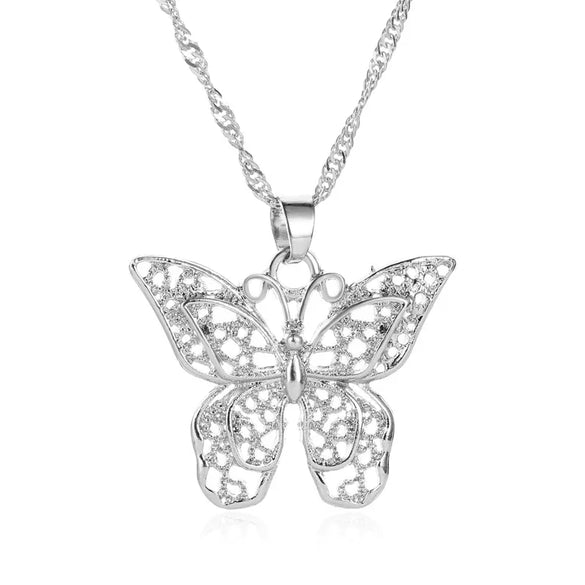 Fashion Butterfly Copper Inlay Zircon Necklace 1 Piece