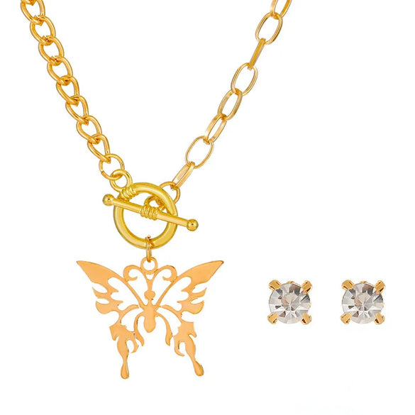 Fashion Butterfly Copper Inlay Zircon Necklace 1 Piece