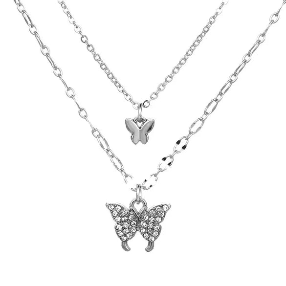 Fashion Butterfly Copper Inlay Zircon Necklace 1 Piece
