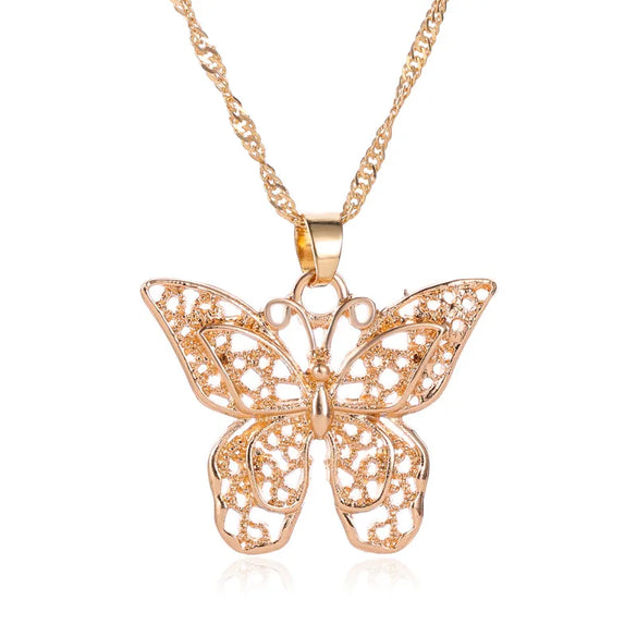 Fashion Butterfly Copper Inlay Zircon Necklace 1 Piece