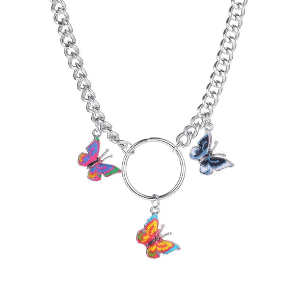 Fashion Butterfly Copper Inlay Zircon Necklace 1 Piece