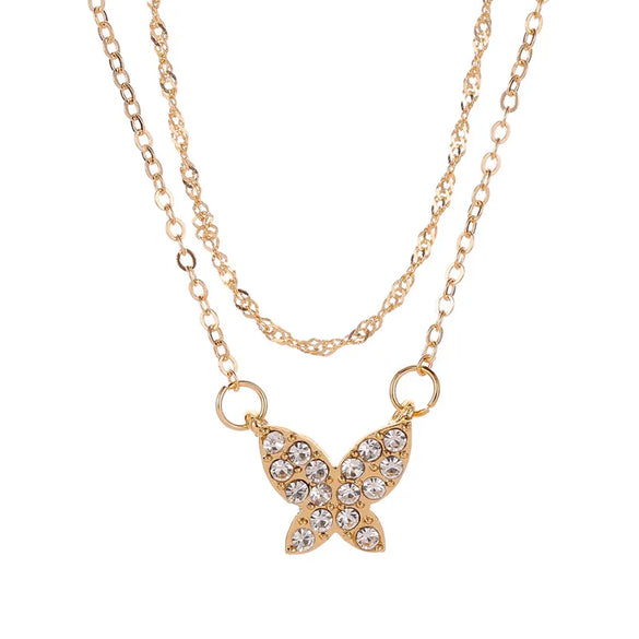 Fashion Butterfly Copper Inlay Zircon Necklace 1 Piece