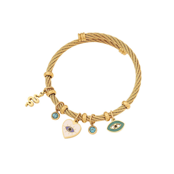 Fashion Butterfly Drop Oil Eye Stainless Steel Electroplated Bracelet Jewelry